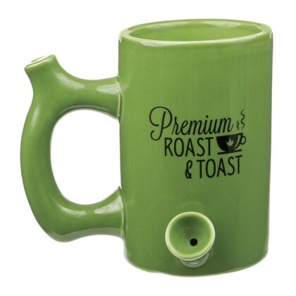 Green Roast & Toast Pipe Mug with Black Print