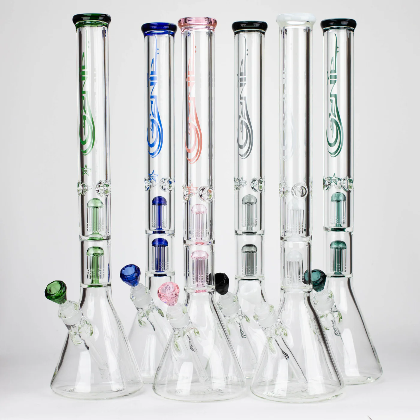 Genie 24-inch Dual 6-Arms 9mm Glass Water Beaker Bong