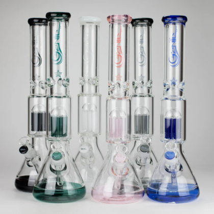 Genie 17.5" 10-Arm 9mm Colored Bottom Glass Bong