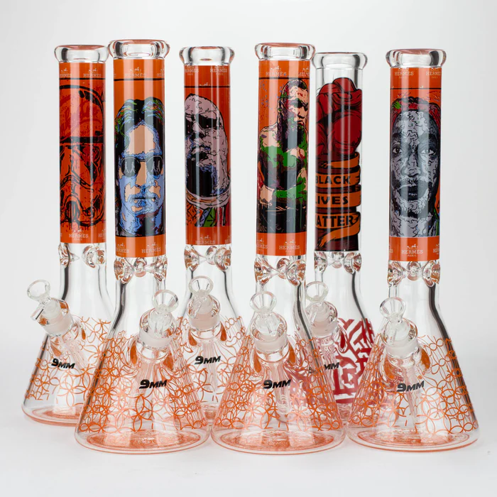 15.5" 9mm Graphic Glass Water Bong