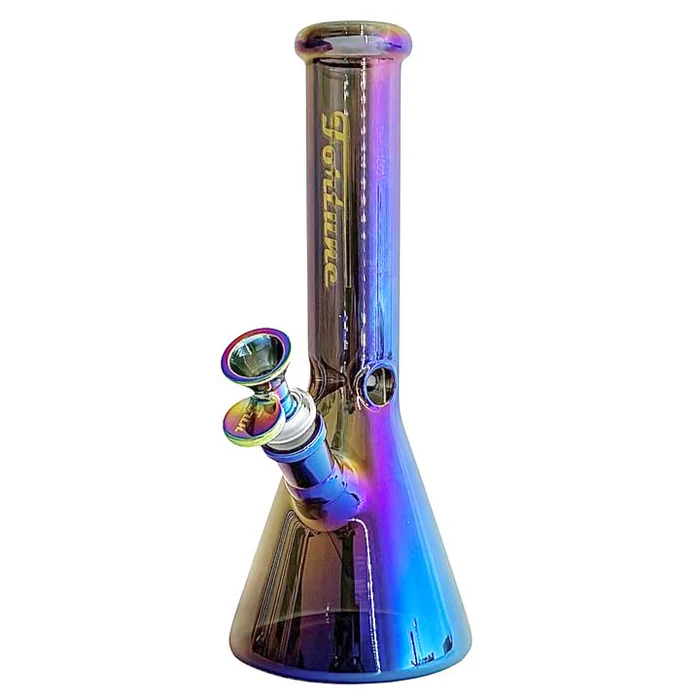 Fortune 10" 5mm Electroplate Glass Bong - Assorted Colour