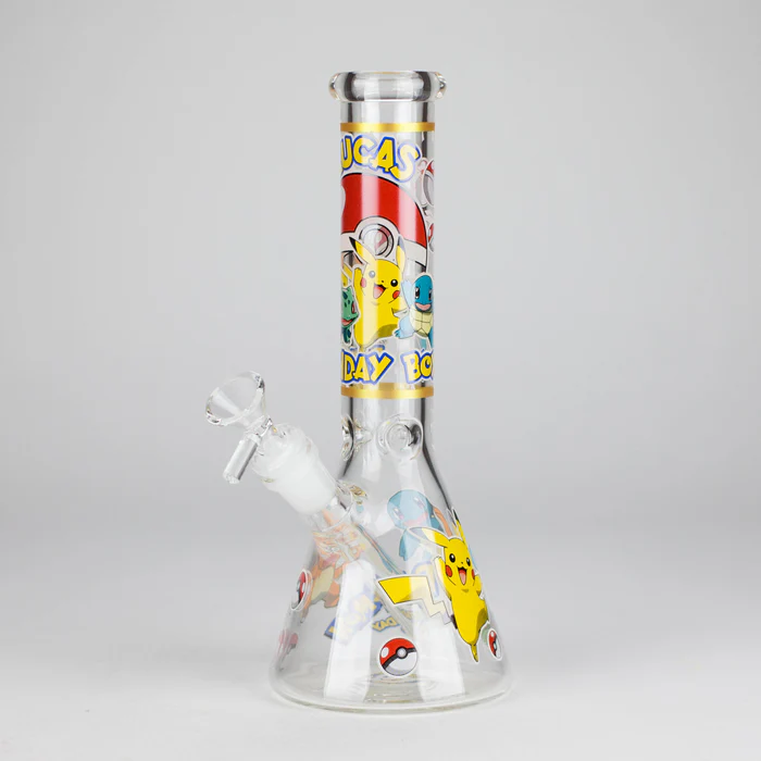 10" 5mm Glass Beaker Bong with Cartoon Design