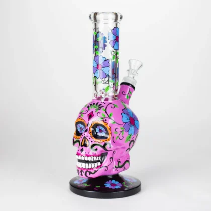 10" Sugar Skull-Themed Glass Bong