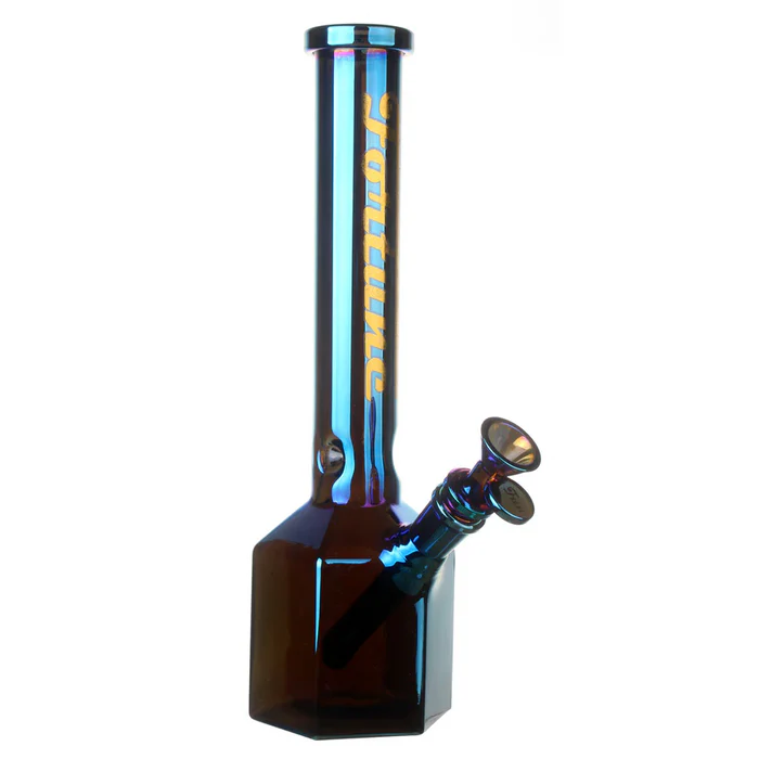 Fortune 12" Hexagon Electroplated Barrel Base Glass Bong - Image 2