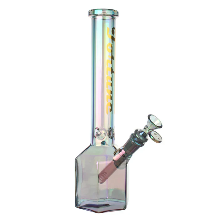 Fortune 12" Hexagon Electroplated Barrel Base Glass Bong - Image 3