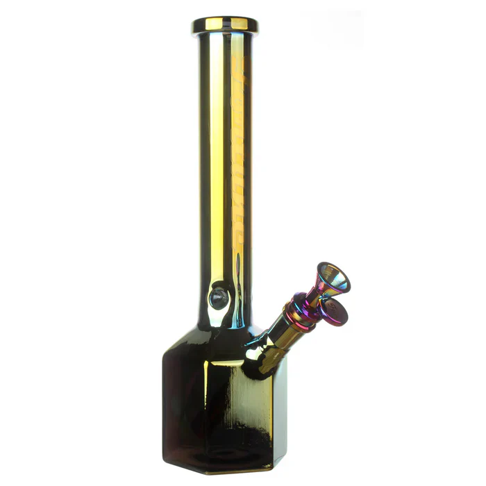 Fortune 12" Hexagon Electroplated Barrel Base Glass Bong - Image 4