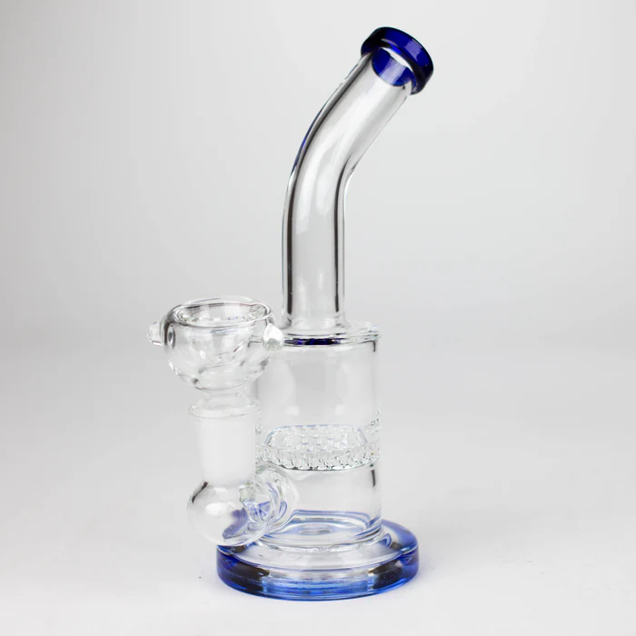 7" Bent Neck Glass Bubbler with Honeycomb Diffuser