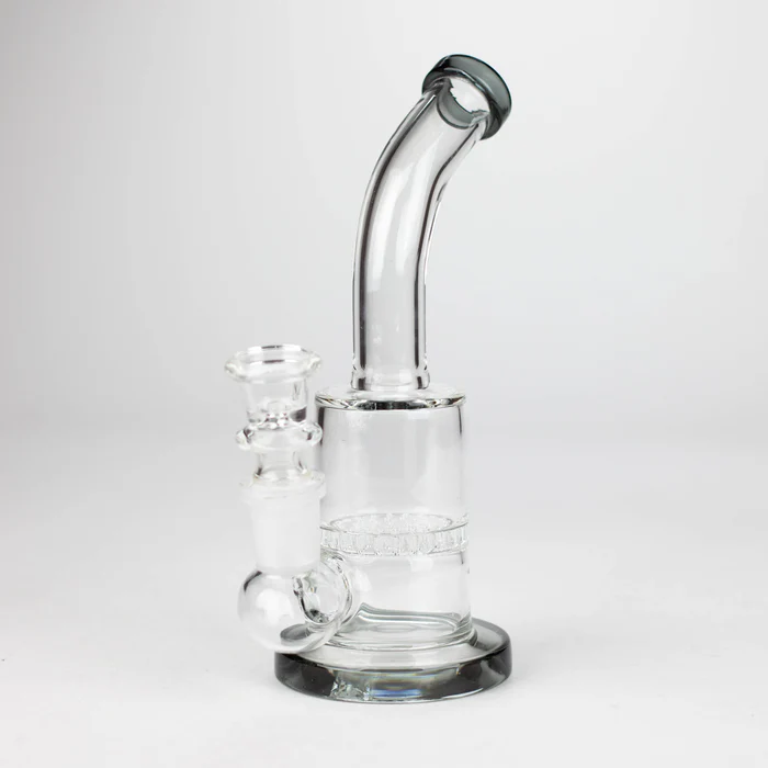 7" Bent Neck Glass Bubbler with Honeycomb Diffuser - Image 3