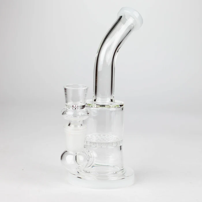 7" Bent Neck Glass Bubbler with Honeycomb Diffuser - Image 4