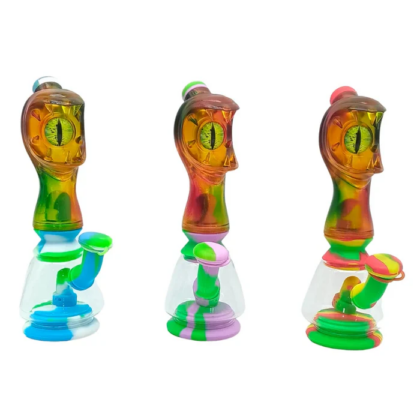 Silicone Head-Style Bong with Glass Base