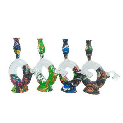 Printed Silicone Bent-Neck Straight Bong